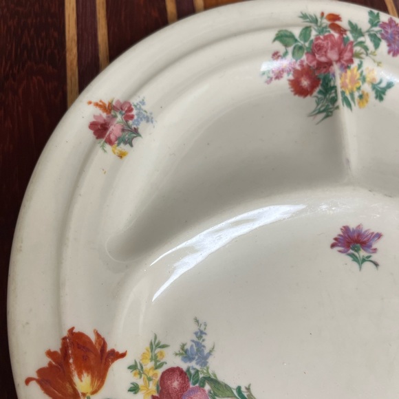 Gorgeous Vintage Restaurant 3 Section Plate Scammell Ivory Lamerton Made USA 10” - Picture 5 of 10